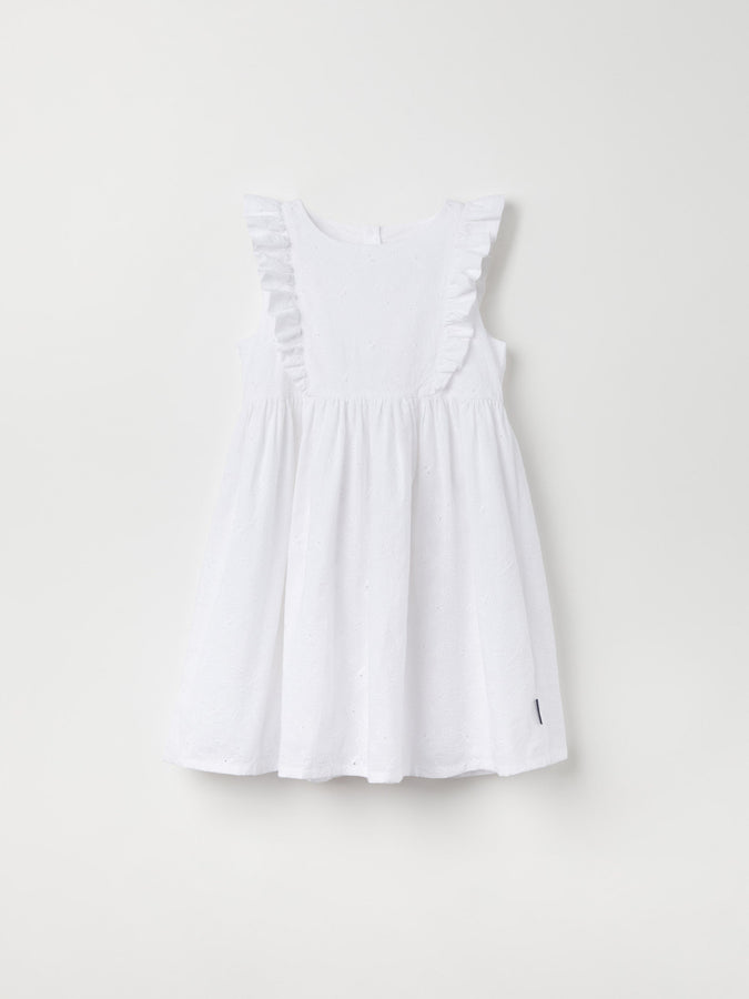 White Broidery Anglaise Kids Dress from the Polarn O. Pyret kidswear collection. The best ethical kids clothes