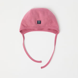 Pink Merino Wool Baby Helmet Hat from the Polarn O. Pyret kidswear collection. The best ethical kids outerwear.