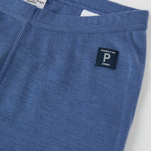 Blue Thermal Merino Kids Leggings from the Polarn O. Pyret kidswear collection. The best ethical kids outerwear.