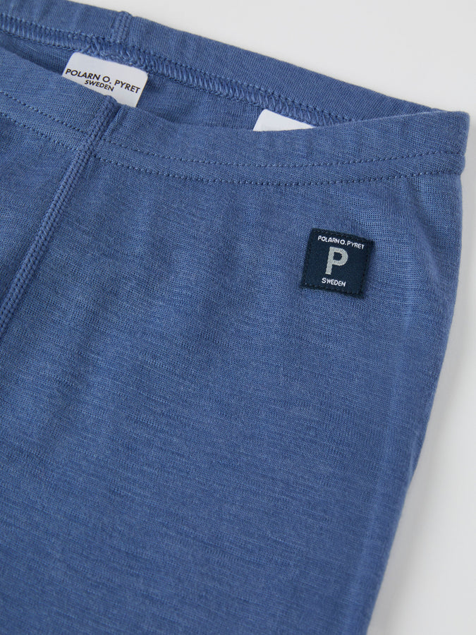 Blue Thermal Merino Kids Leggings from the Polarn O. Pyret kidswear collection. The best ethical kids outerwear.