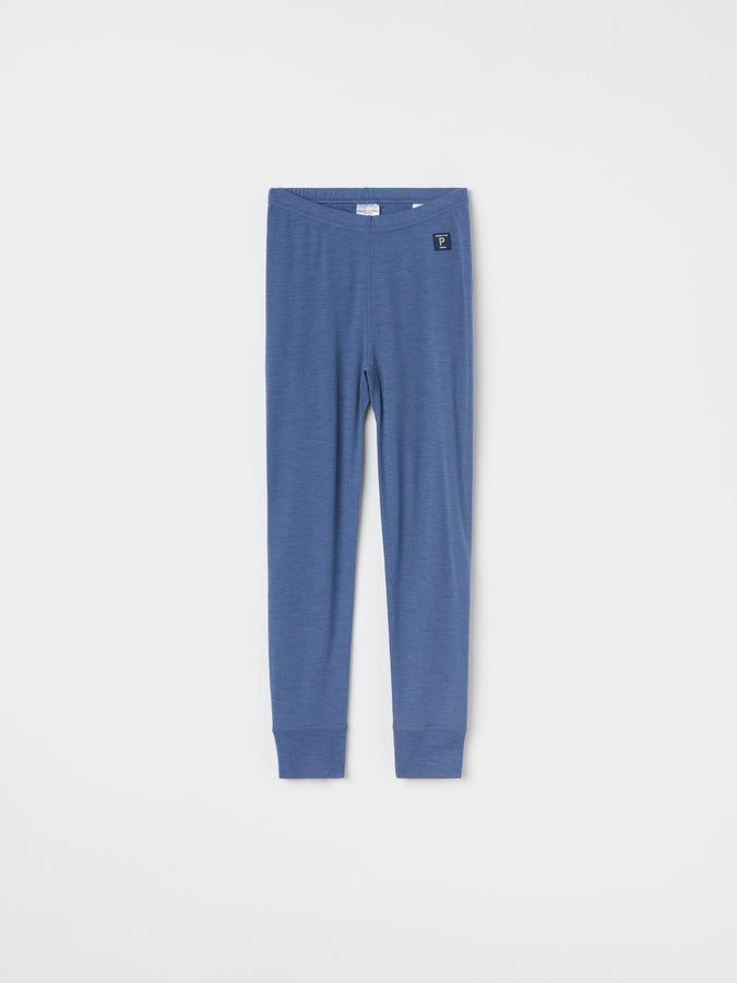 Blue Thermal Merino Kids Leggings from the Polarn O. Pyret kidswear collection. The best ethical kids outerwear.