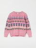 Pink Nordic Floral Kids Jumper from the Polarn O. Pyret kidswear collection. Ethically produced kids clothing.