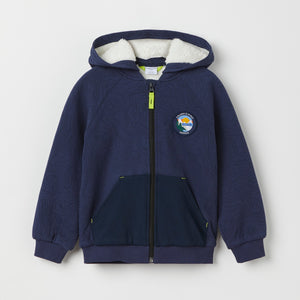 Navy Fleece Lined Kids Hoodie from the Polarn O. Pyret kidswear collection. Clothes made using sustainably sourced materials.