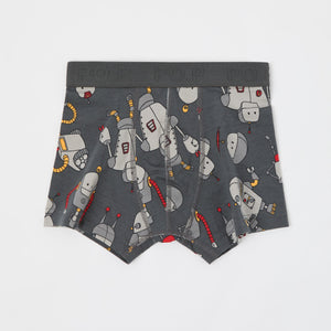 Robot Print Boys Cotton Boxers from the Polarn O. Pyret kidswear collection. Ethically produced kids clothing.