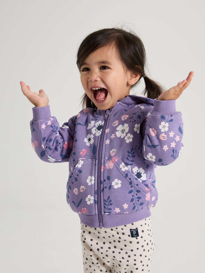 Fleece Lined Floral Kids Hoodie 5-6y / 116