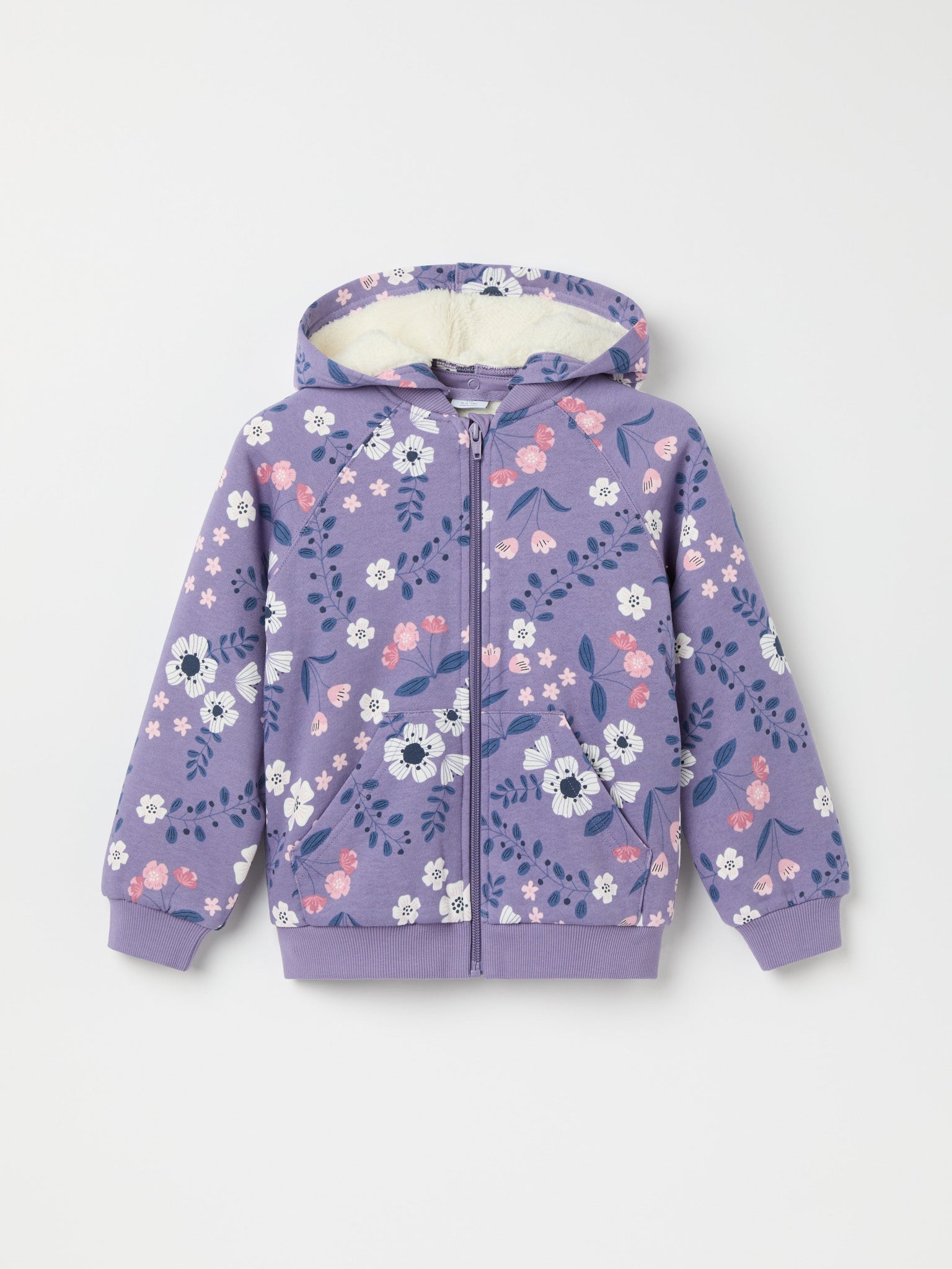 Fleece Lined Floral Kids Hoodie from the Polarn O. Pyret kidswear collection. The best ethical kids clothes