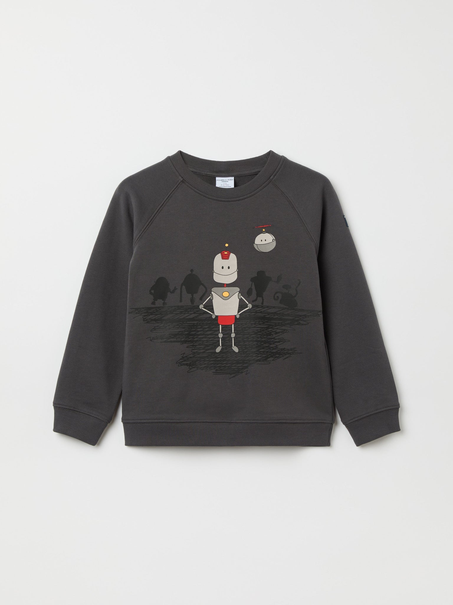 Robot Motif Kids Sweatshirt from the Polarn O. Pyret kidswear collection. Nordic kids clothes made from sustainable sources.