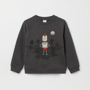 Robot Motif Kids Sweatshirt from the Polarn O. Pyret kidswear collection. Nordic kids clothes made from sustainable sources.