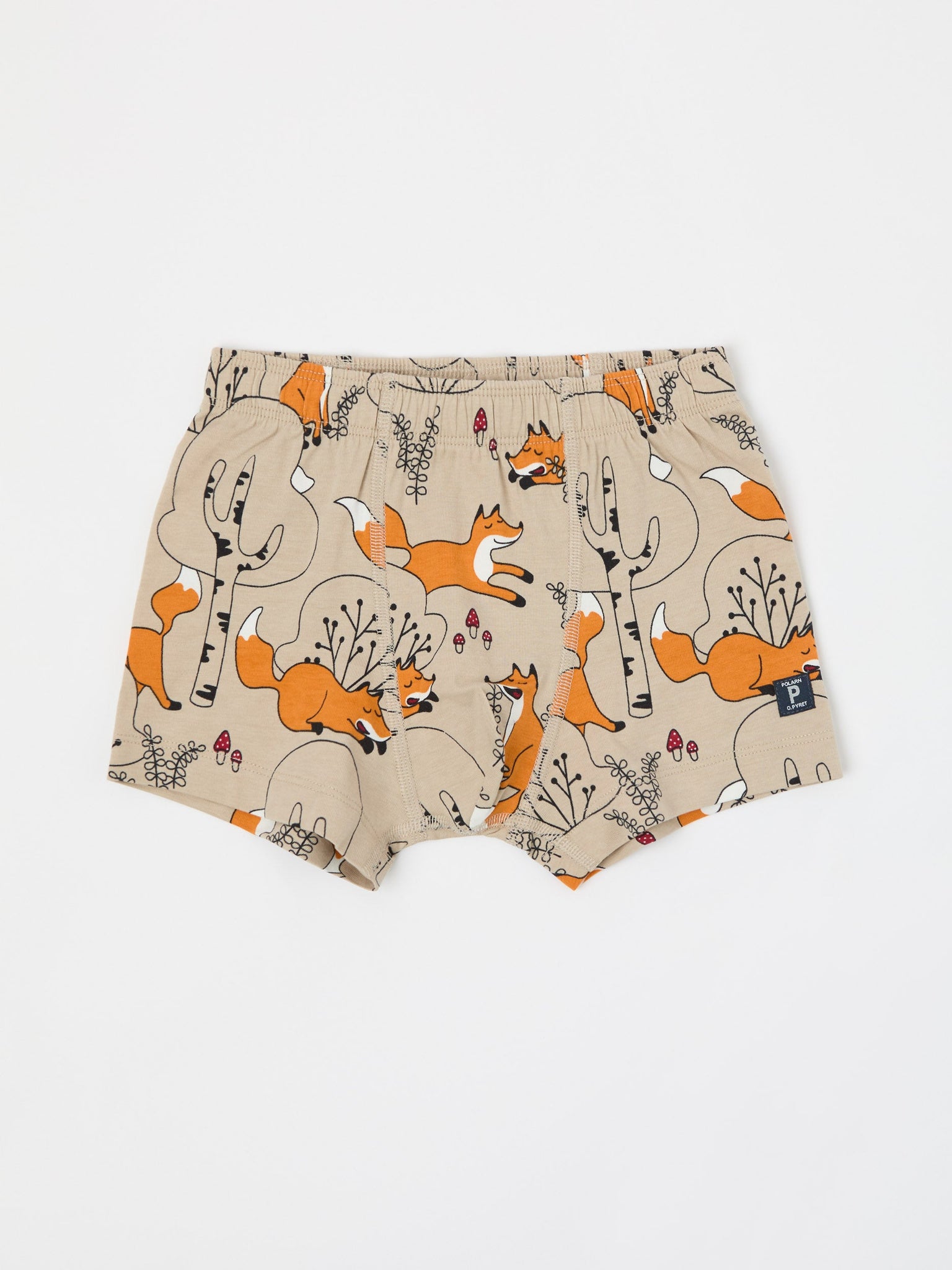 Fox Print Boys Cotton Boxers from the Polarn O. Pyret kidswear collection. Clothes made using sustainably sourced materials.