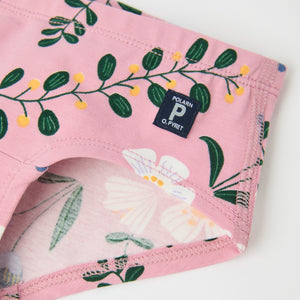 Floral Print Organic Girls Hipster Briefs from the Polarn O. Pyret kidswear collection. Ethically produced kids clothing.