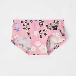 Floral Print Organic Girls Hipster Briefs from the Polarn O. Pyret kidswear collection. Ethically produced kids clothing.