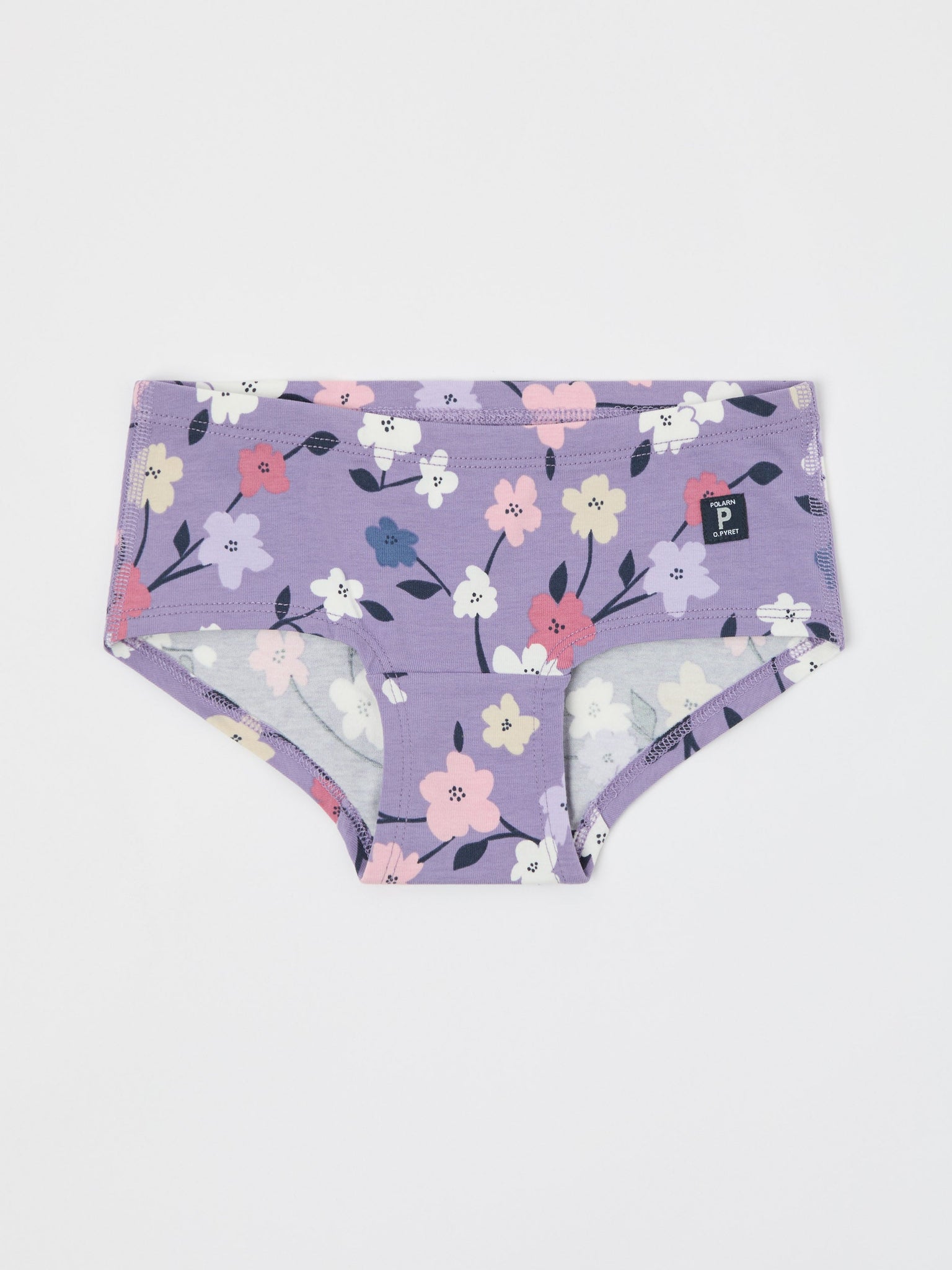 Floral Print Organic Girls Hipster Briefs from the Polarn O. Pyret kidswear collection. Clothes made using sustainably sourced materials.