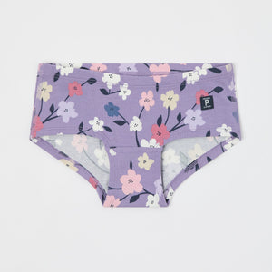 Floral Print Organic Girls Hipster Briefs from the Polarn O. Pyret kidswear collection. Clothes made using sustainably sourced materials.