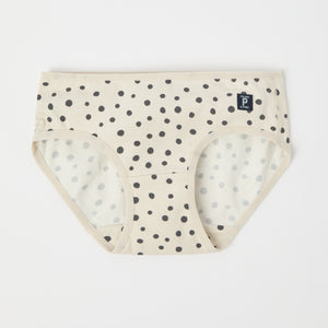 Polka Dot Print Girls Briefs from the Polarn O. Pyret kidswear collection. Nordic kids clothes made from sustainable sources.