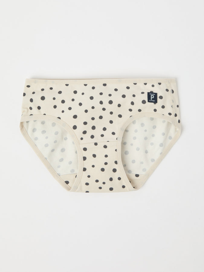 Polka Dot Print Girls Briefs from the Polarn O. Pyret kidswear collection. Nordic kids clothes made from sustainable sources.