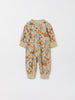 Fox Print Organic Cotton Baby Sleepsuit from the Polarn O. Pyret baby collection. Clothes made using sustainably sourced materials.