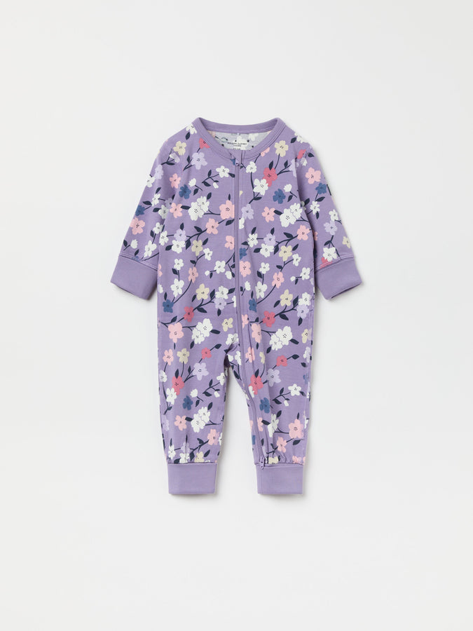 Floral Print Cotton Baby Sleepsuit from the Polarn O. Pyret baby collection. The best ethical kids clothes