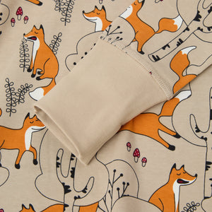 Fox Print Kids Pyjamas from the Polarn O. Pyret kidswear collection. Nordic kids clothes made from sustainable sources.