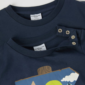 Adventure Print Cotton Kids Top from the Polarn O. Pyret kidswear collection. Clothes made using sustainably sourced materials.