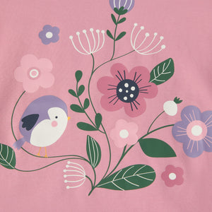 Pink Floral Print Kids Top from the Polarn O. Pyret kidswear collection. Nordic kids clothes made from sustainable sources.