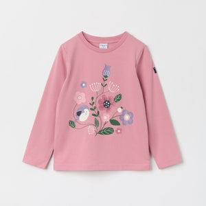 Pink Floral Print Kids Top from the Polarn O. Pyret kidswear collection. Nordic kids clothes made from sustainable sources.