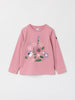 Pink Floral Print Kids Top from the Polarn O. Pyret kidswear collection. Nordic kids clothes made from sustainable sources.