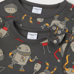 Grey Robot Print Kids Top from the Polarn O. Pyret kidswear collection. The best ethical kids clothes