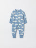 Mustache Print Baby Sleepsuit from the Polarn O. Pyret baby collection. Nordic kids clothes made from sustainable sources.