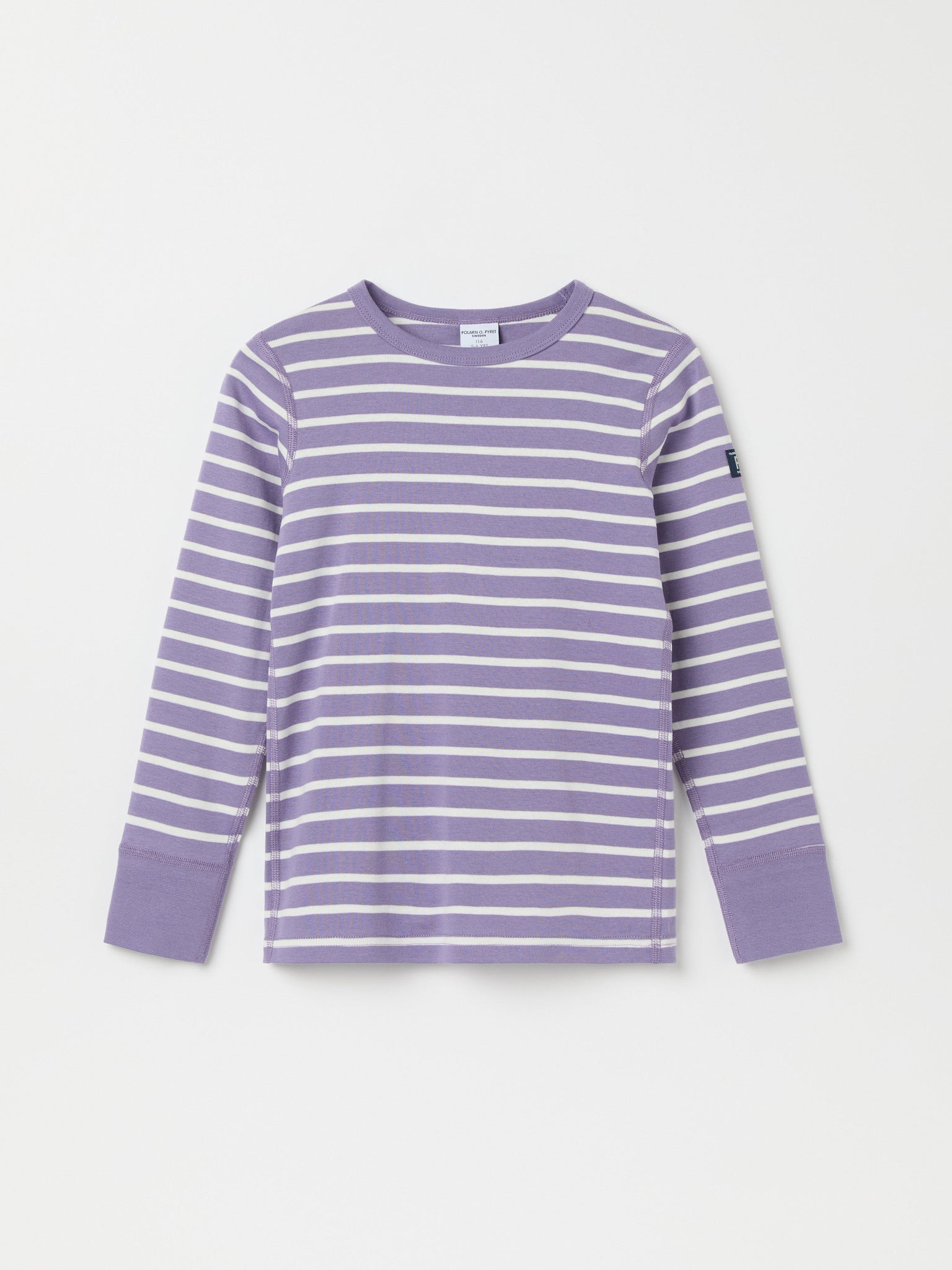 Purple Striped Kids Top from the Polarn O. Pyret kidswear collection. Nordic kids clothes made from sustainable sources.