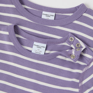 Purple Striped Kids Top from the Polarn O. Pyret kidswear collection. Nordic kids clothes made from sustainable sources.