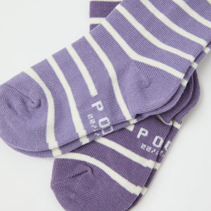 Two Pack Purple Striped Kids Socks from the Polarn O. Pyret kidswear collection. The best ethical kids clothes