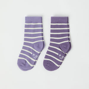 Two Pack Purple Striped Kids Socks from the Polarn O. Pyret kidswear collection. The best ethical kids clothes