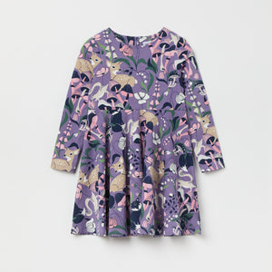 Purple Floral Print Kids Dress from the Polarn O. Pyret kidswear collection. Clothes made using sustainably sourced materials.