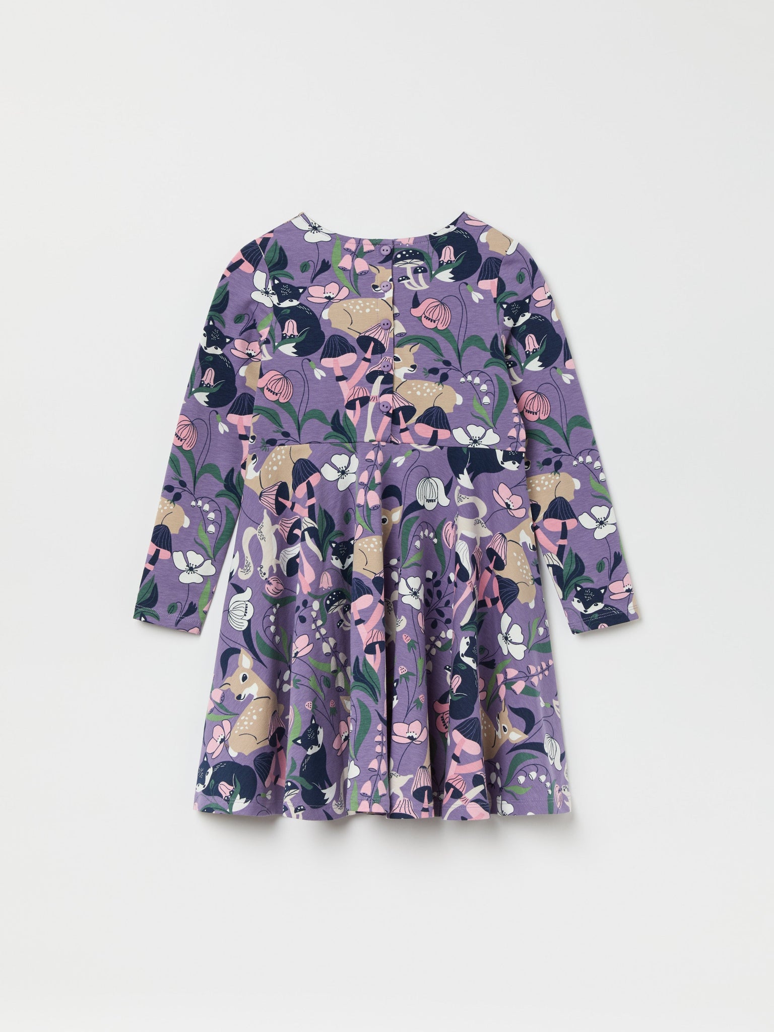 Purple Floral Print Kids Dress from the Polarn O. Pyret kidswear collection. Clothes made using sustainably sourced materials.