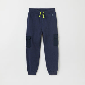 Navy Kids Cargo Joggers from the Polarn O. Pyret kidswear collection. Clothes made using sustainably sourced materials.