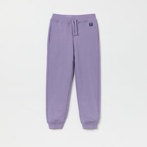 Purple Organic Cotton Kids Joggers from the Polarn O. Pyret kidswear collection. Nordic kids clothes made from sustainable sources.