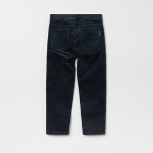 Navy Blue Kids Corduroy Trousers from the Polarn O. Pyret kidswear collection. Ethically produced kids clothing.