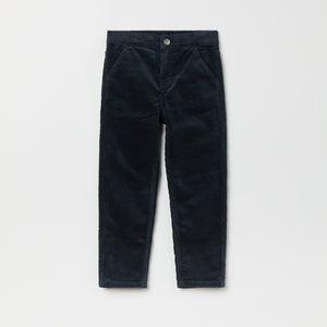 Navy Blue Kids Corduroy Trousers from the Polarn O. Pyret kidswear collection. Ethically produced kids clothing.