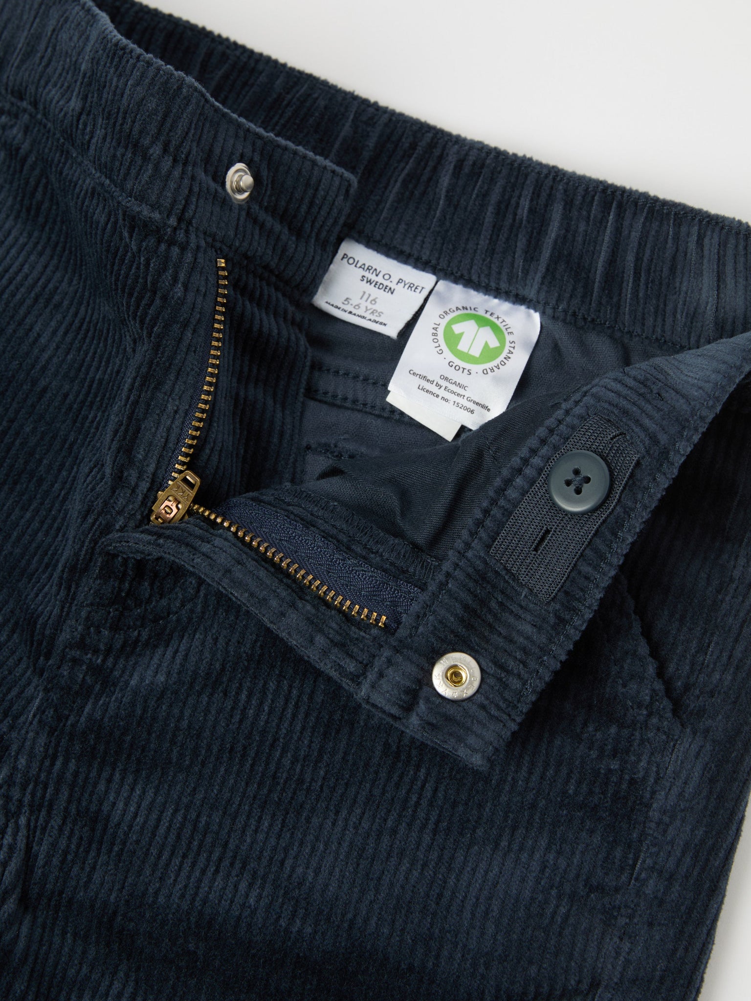 Navy Blue Kids Corduroy Trousers from the Polarn O. Pyret kidswear collection. Ethically produced kids clothing.