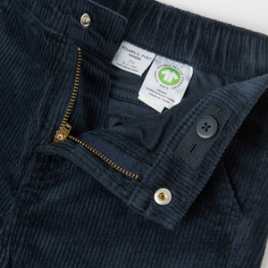 Navy Blue Kids Corduroy Trousers from the Polarn O. Pyret kidswear collection. Ethically produced kids clothing.