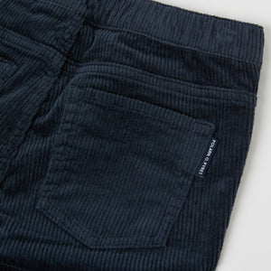 Navy Blue Kids Corduroy Trousers from the Polarn O. Pyret kidswear collection. Ethically produced kids clothing.