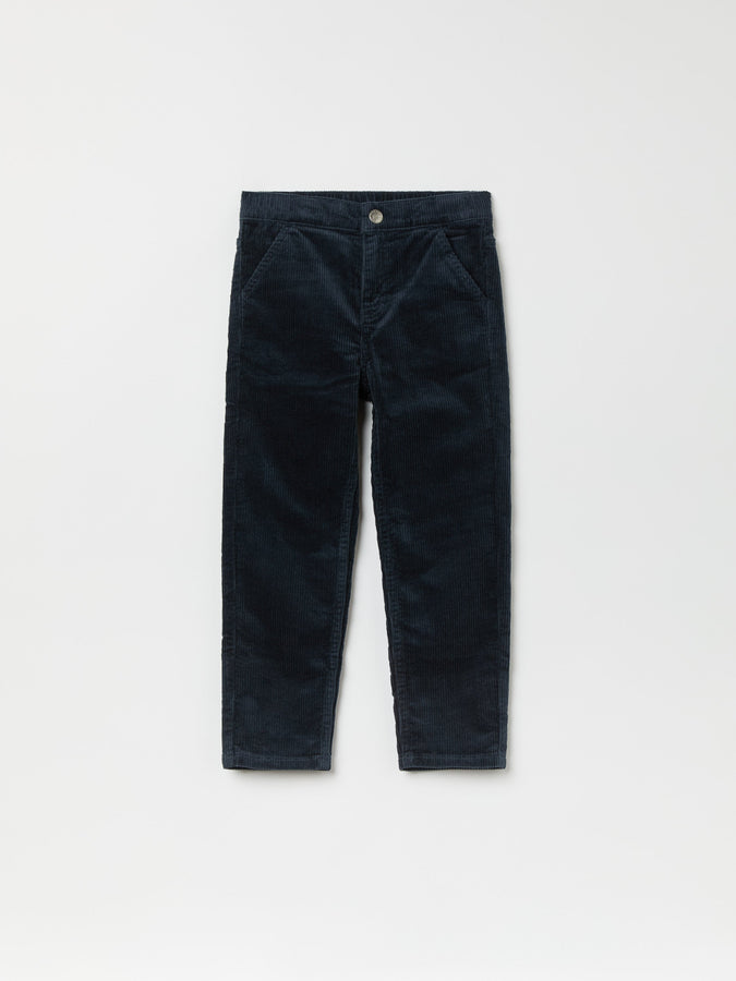 Navy Blue Kids Corduroy Trousers from the Polarn O. Pyret kidswear collection. Ethically produced kids clothing.