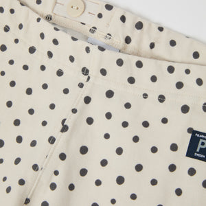 Polka Dot Print Kids Leggings from the Polarn O. Pyret kidswear collection. Ethically produced kids clothing.