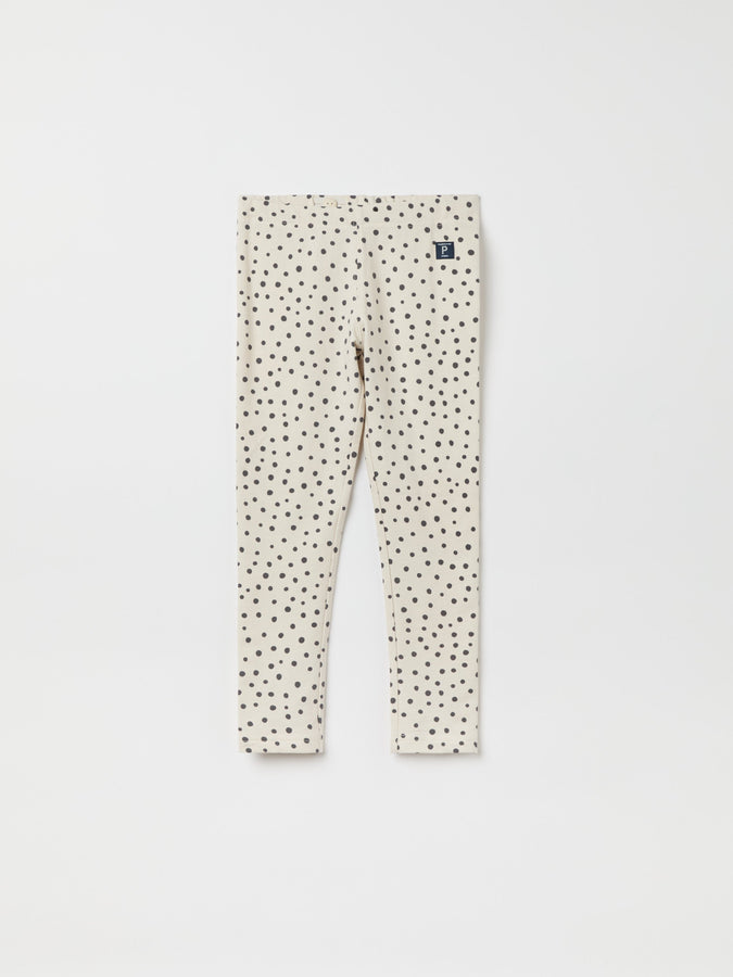 Polka Dot Print Kids Leggings from the Polarn O. Pyret kidswear collection. Ethically produced kids clothing.