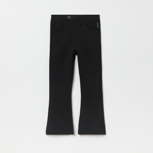 Black Kids Flared Joggers from the Polarn O. Pyret kidswear collection. Clothes made using sustainably sourced materials.