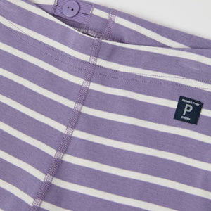 Purple Striped Kids Leggings from the Polarn O. Pyret kidswear collection. Nordic kids clothes made from sustainable sources.