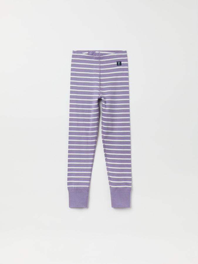 Purple Striped Kids Leggings from the Polarn O. Pyret kidswear collection. Nordic kids clothes made from sustainable sources.