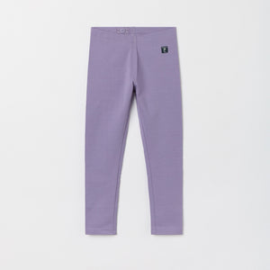 Purple Organic Cotton Kids Leggings from the Polarn O. Pyret kidswear collection. Clothes made using sustainably sourced materials.