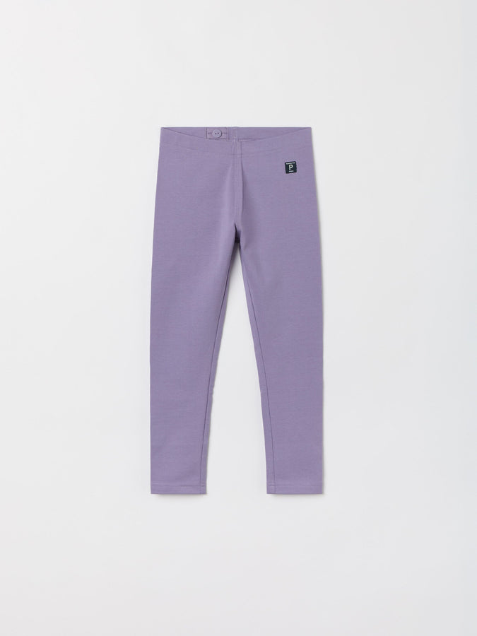 Purple Organic Cotton Kids Leggings from the Polarn O. Pyret kidswear collection. Clothes made using sustainably sourced materials.