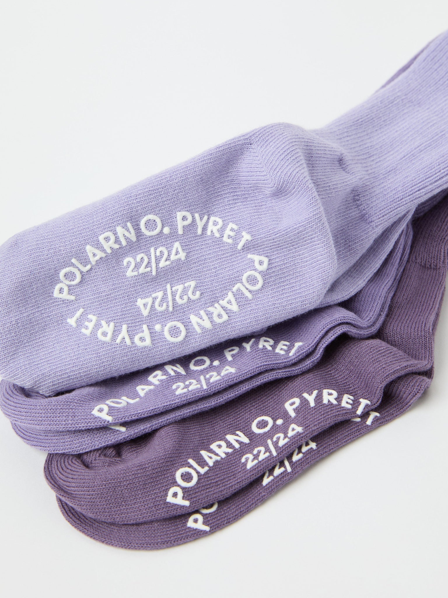 Three Pack Purple Antislip Kids Socks from the Polarn O. Pyret kidswear collection. Ethically produced kids clothing.